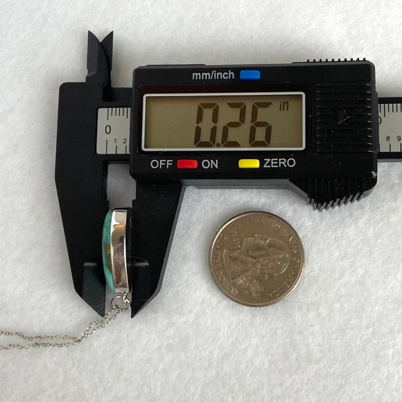 Sterling Silver 925 Southwest Bezel Set Turquoise Cabochon Pendant Necklace 18" - Picture 15 of 16